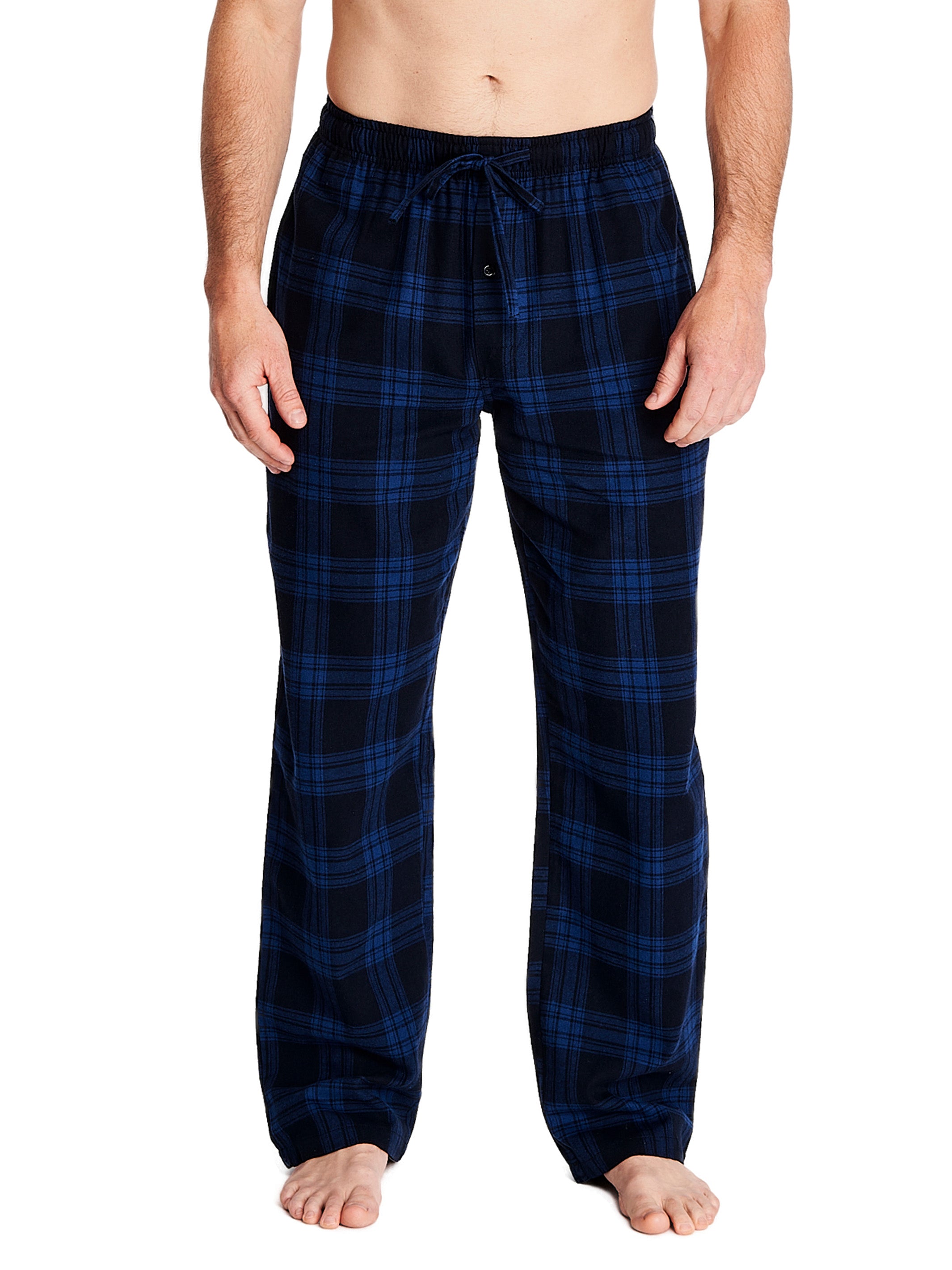 Frankie & Johnny Men's Cotton Flannel Plaid Pajama Sleep Pants, Navy  Windowpane, X-Large at  Men's Clothing store