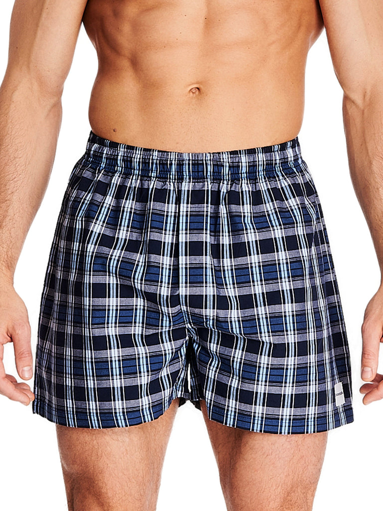 Men's Lucky 213PB09 Cotton Woven Boxers - 3 Pack (Mood/Indigo/Plaid L) 